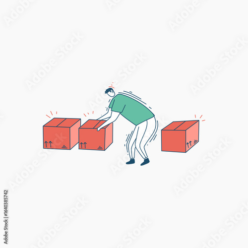 A Man Struggling to Lift a Heavy Box