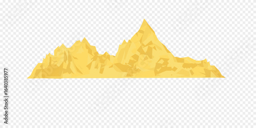 Heap of sand on white background. Set of sand mountains.