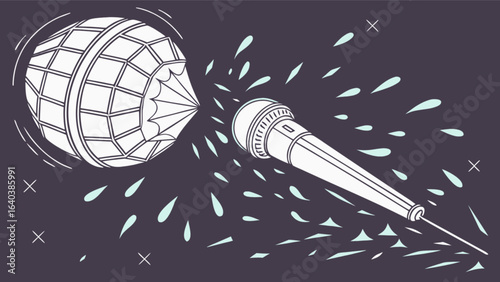 Podcast microphone explosion sound effect audio recording studio equipment professional broadcast interview