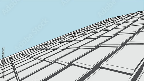 Metal roof tiles design roofing material architecture construction building exterior home improvement 3d rendering