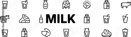 Milk related icons and text