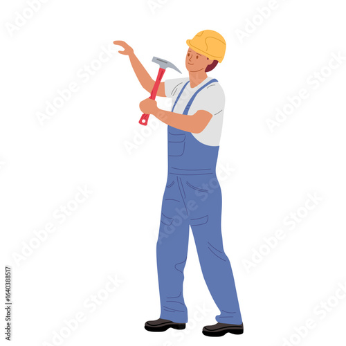 Construction worker demonstrating safe tool handling at a job site in bright daylight