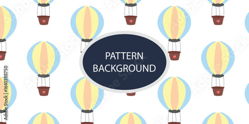 watercolor cute air balloon pattern background. 