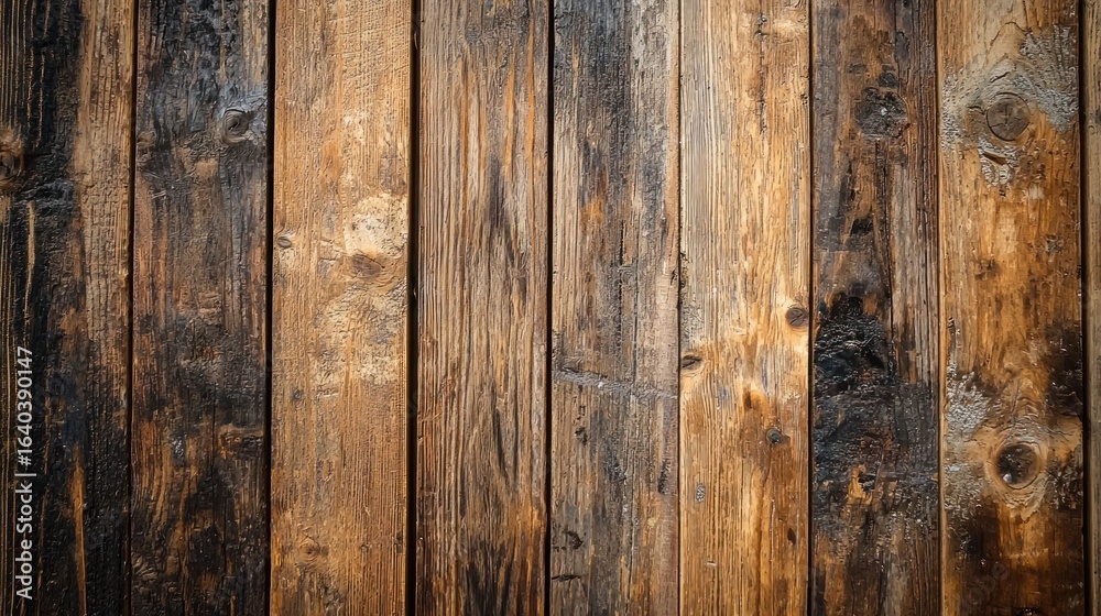 A weathered wooden fence with a rustic, aged appearance. A weathered wooden fence with a rustic, aged appearance.