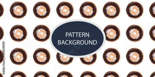 watercolor cute sweet donut pattern background. variant types for donus