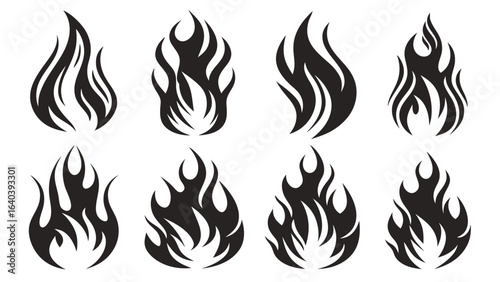 Stylized Flame Icons fire symbol