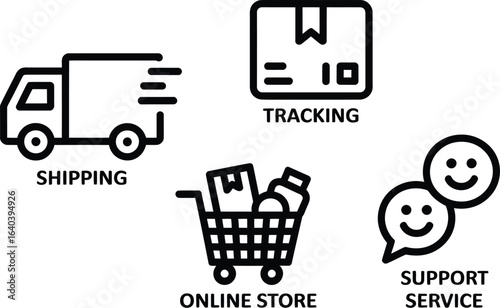 Online store service icons set