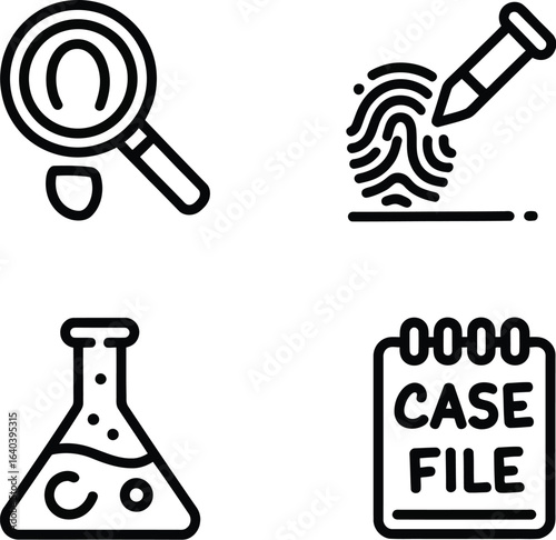 Forensic science icon elements