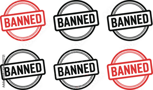 Six banned stamp vector images