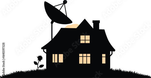 House silhouette with antenna