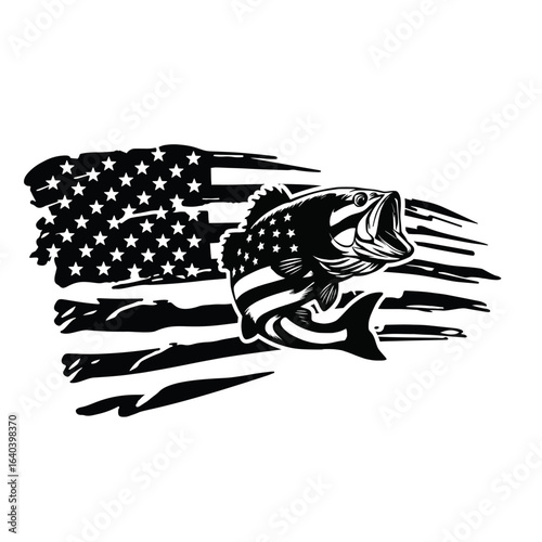 Bass Fish Usa Flag