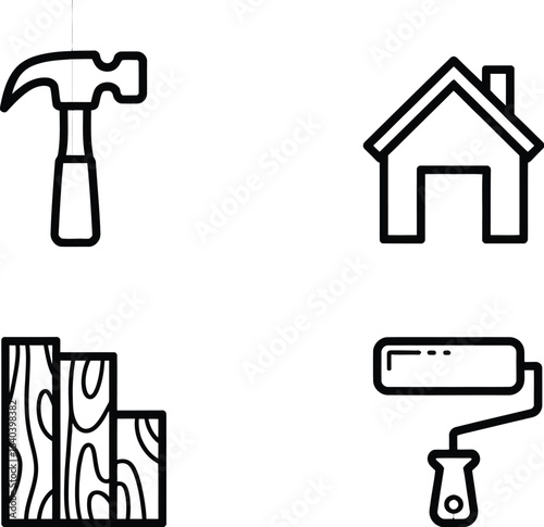 Tools and home outline icons