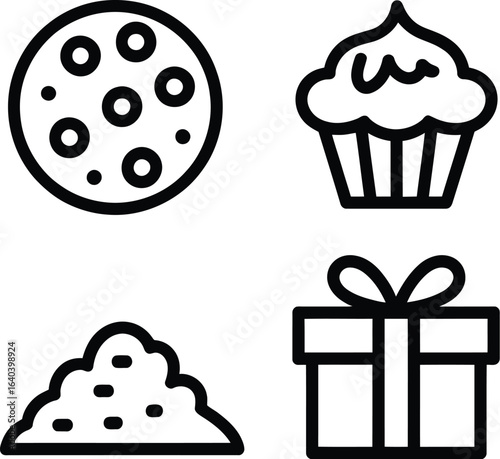 Icons of food and a gift box