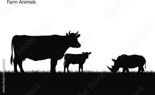 Silhouettes of farm animals
