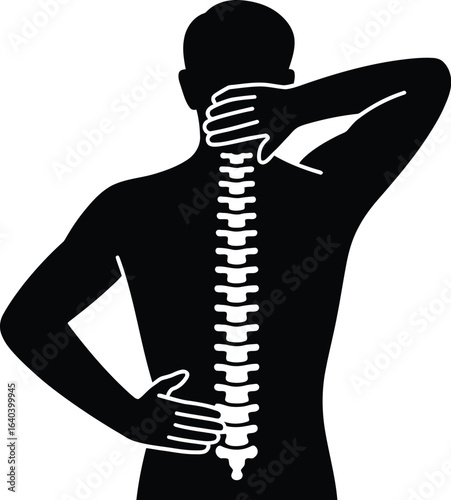 Man with spine pain silhouette
