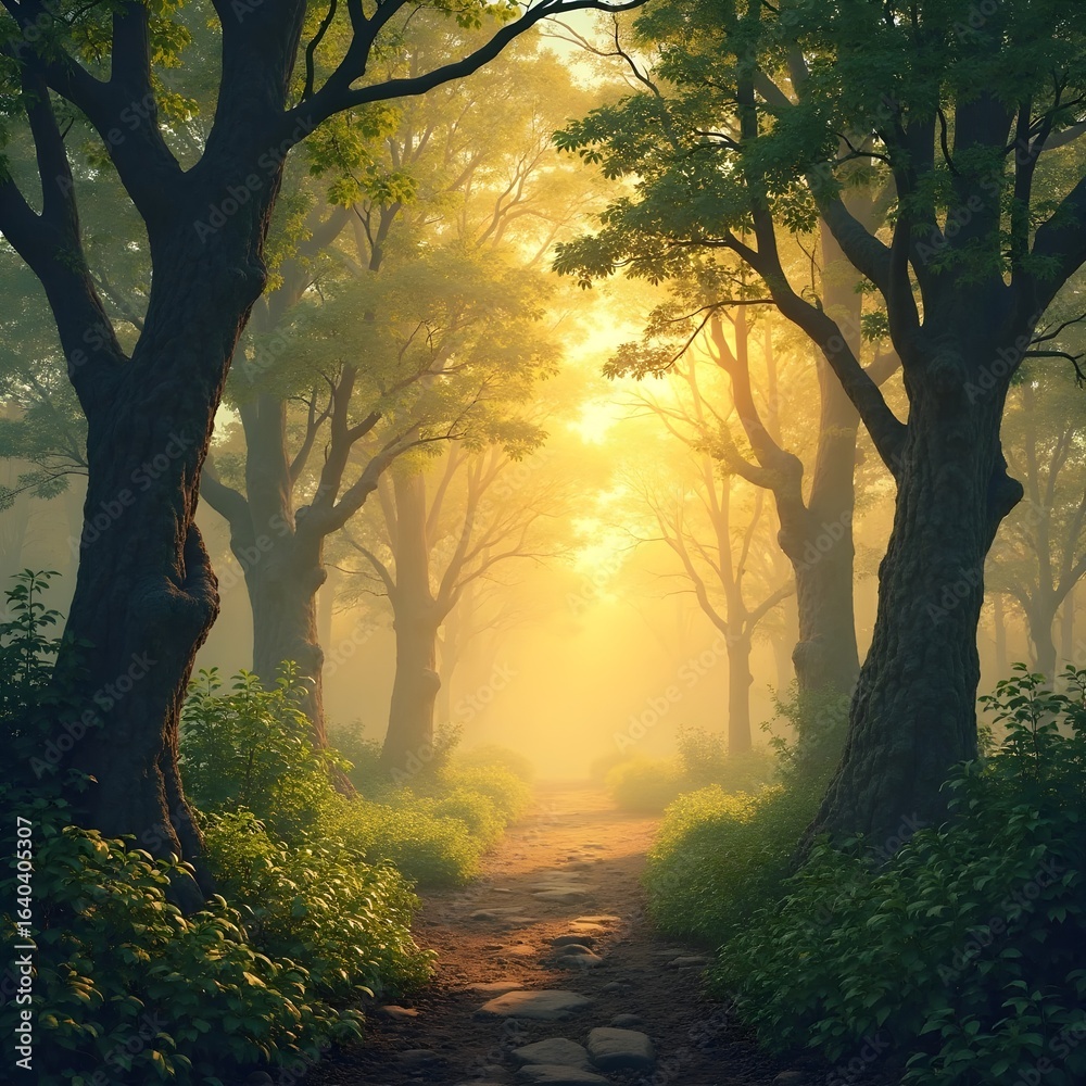 Fototapeta premium sunset in the forest