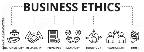 Business ethics - vector graphic template. Design elements for web and print on white backgrounnd