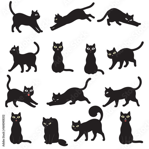 set of cats silhouettes