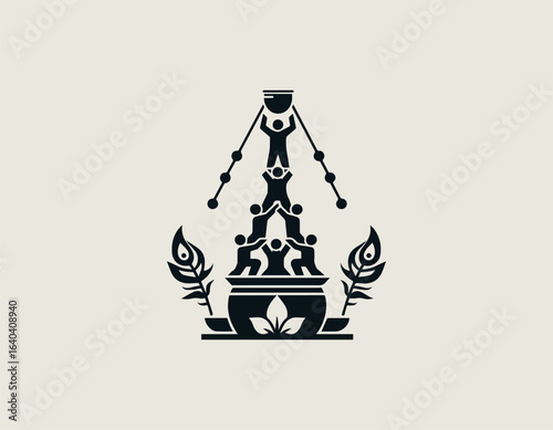 Black Vector Logo of Dahi Handi