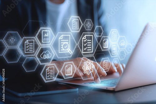 Wallpaper Mural Customer service evaluation concept. smiling Asian man Is using a smartphone And he is pressing face emoticon smile in satisfaction on virtual touch screen. Torontodigital.ca