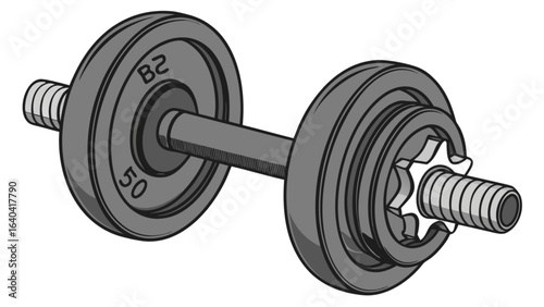 Dumbbell weight lifting equipment for strength training and fitness exercise at the gym or home workout routine