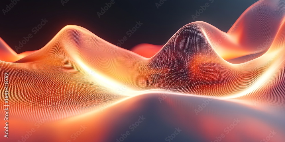 Fototapeta premium Abstract Vibrant Orange and Gold Wave Pattern on Dark Background