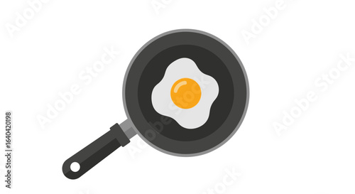 A vibrant depiction of a fried egg nestled in a skillet pan graphic