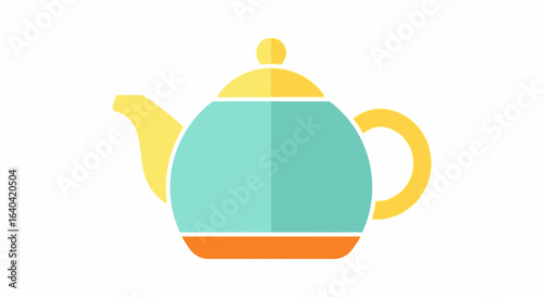 Minimalist teapot illustration with retro color palette and simple shapes