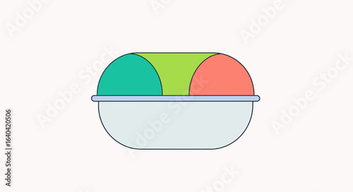 Minimalist vector art of a divided dish with colorful fillings in it