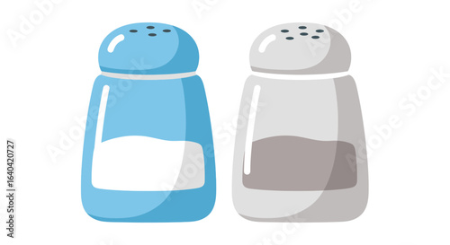 Stylized Salt and Pepper Shakers Illustration on a Clean White Background