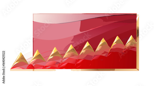 Illustration of bahrain flag with golden triangles and red background for graphic design and national symbol