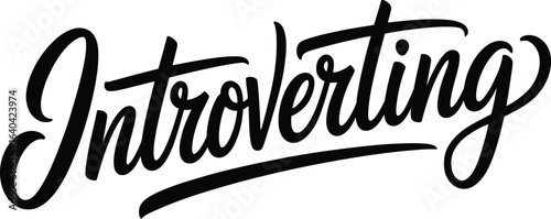 Introverting black script lettering on white typography