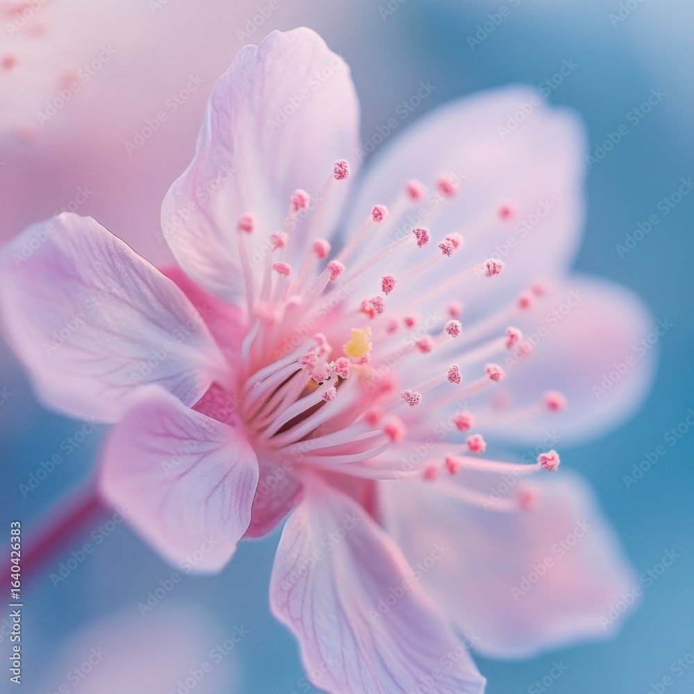 Fototapeta premium close-up sakura bloom, macro detail, pastel pink