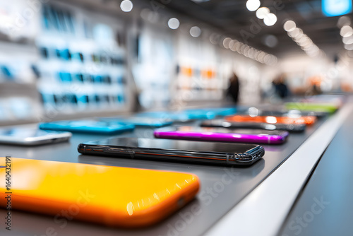 Wallpaper Mural Many smartphones are on the table in the technology store. Buying a mobile phone at the electronics store. Smartphones on the background of the store Torontodigital.ca