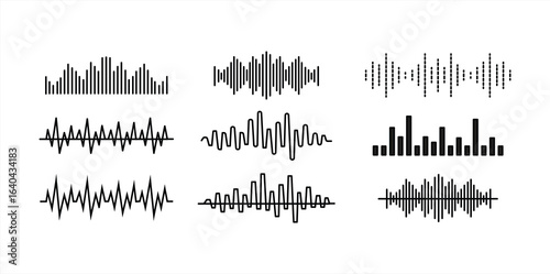 Black sound wave icon on white background - Music wave frequency or audio equalizer line. Vector illustration
