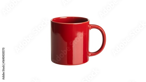 Red coffee mug isolated on clean plain white background