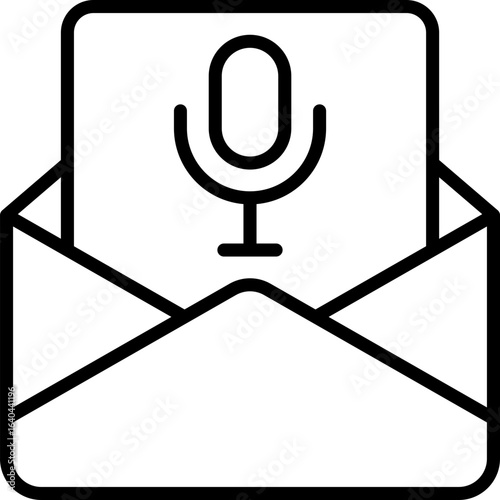 Black voice mail icon - outline