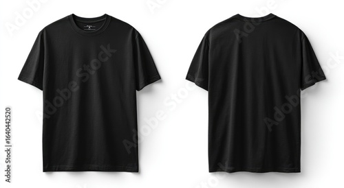 Black t-shirt mockup, front and back views