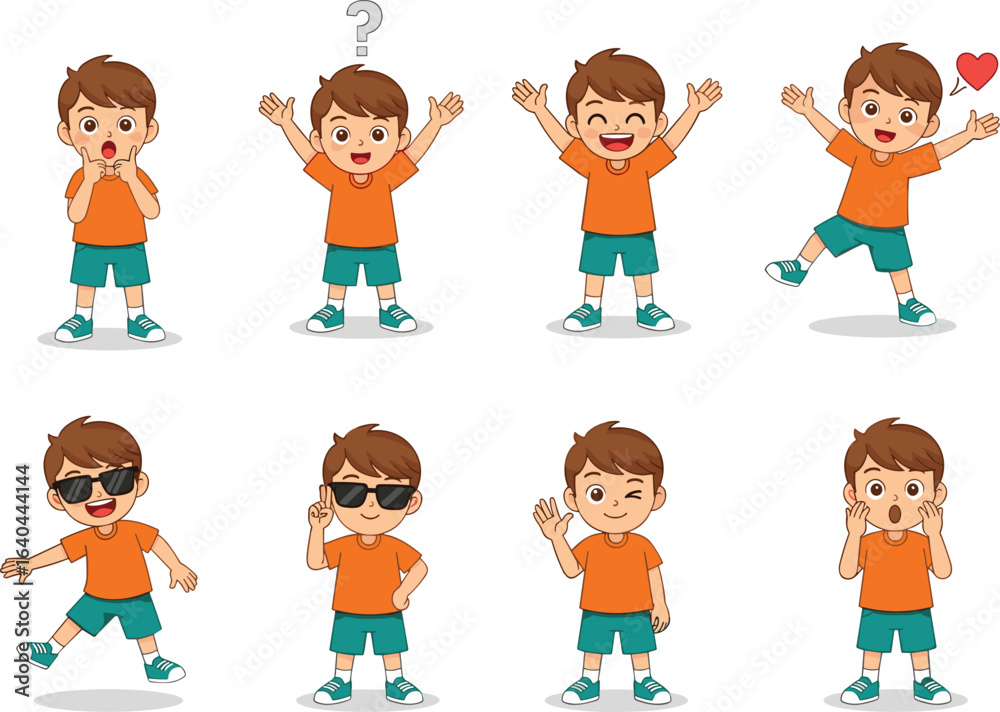 Cartoon boy showing different emotions, facial expressions, cute character illustration, various moods, happy sad excited surprised child clipart design Cartoon boy showing different emotions, facial expressions, cute character illustration, various moods, happy sad excited surprised child clipart design