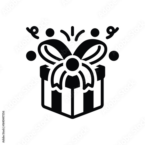 Black solid icon for gift