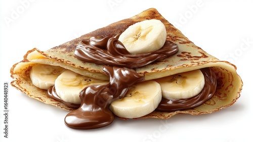 Delectable crepe folded with chocolate-hazelnut spread and fresh banana slices