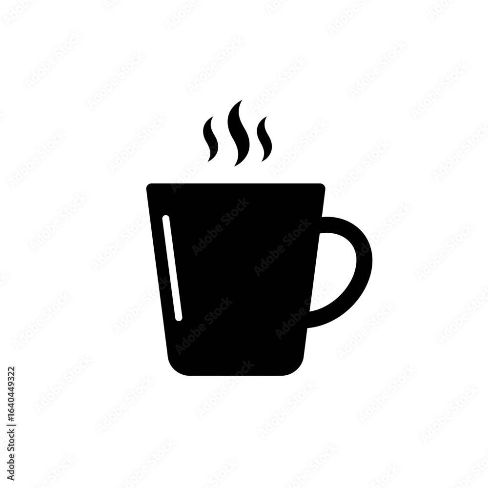 Silhouette of a steaming coffee mug on white background Silhouette of a steaming coffee mug on white background