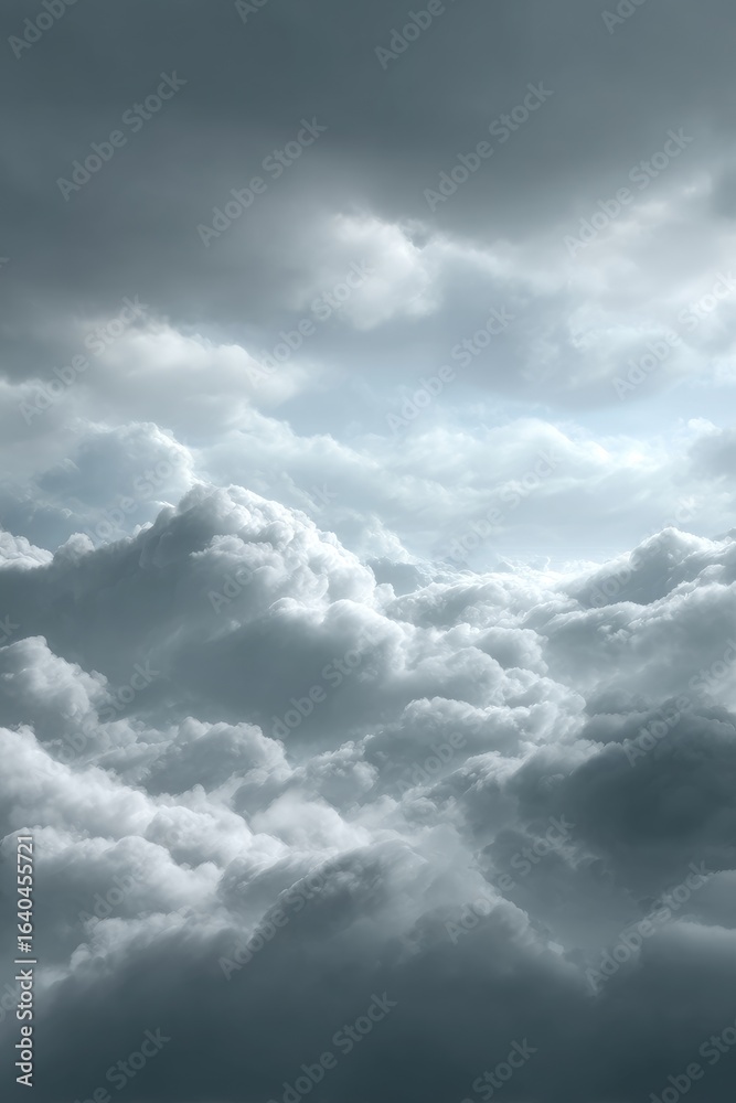 Obraz premium Gray clouds, bright light, stormy sky