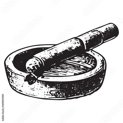 Vintage Ashtray with Cigar Illustration: Classic Bar Smoking Decor