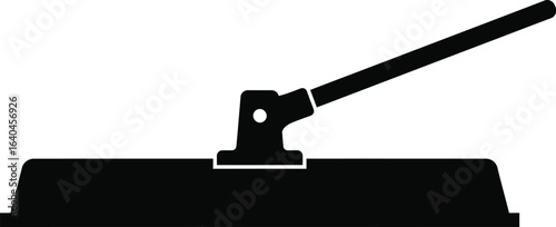 Silhouette of a black tamper, a construction tool used for compacting soil and surfaces, ideal for road repair and building