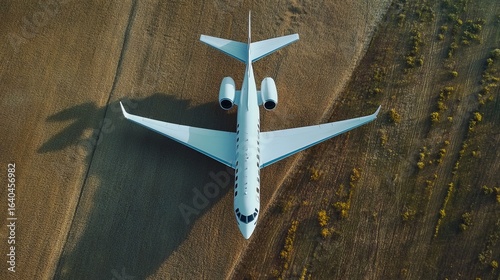 Private jet on a field