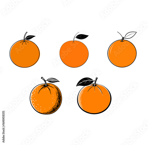 Orange Vector Flat Slice Icon  Orange Fruit Vitamin C Segment Half Illustration
