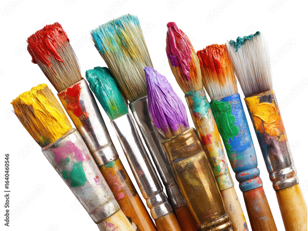 Fototapeta premium Colorful Paint Brushes with Paint Strokes for Artistic Creations