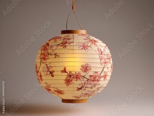 Elegant Delicate Paper Lantern Emitting Warm Light in Soft Glow