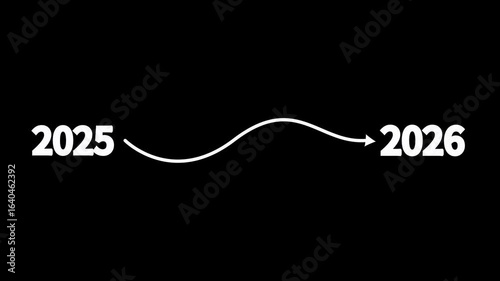 New year 2026 loading bar animation. Neon glowing new year 2026. Progress and transition from 2025 to 2026 concept.Abstract glowing neon swipe arrow. 4k animation.